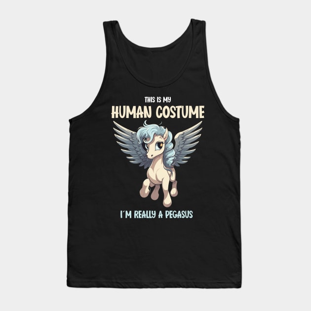 Cute Pegasus Halloween Tee | This is My Human Costume T-Shirt | Funny Animal Lovers Season Outfit | Fantasy Gift Idea Tank Top by Indigo Lake